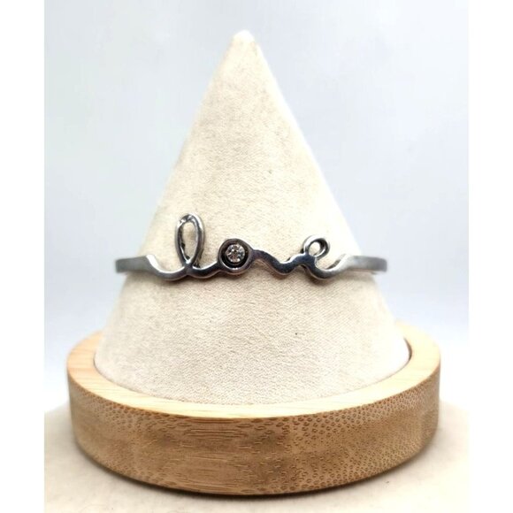 Brighton Love Heart Cursive Bangle Crystal Accent -  Retired - Picture 1 of 4